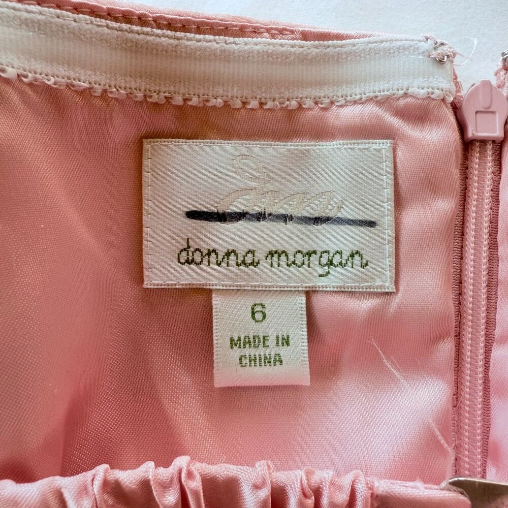 Donna Morgan Bridesmaids 100% Silk Chiffon Sweetheart Strapless Dress in Pink 6 - Picture 5 of 10